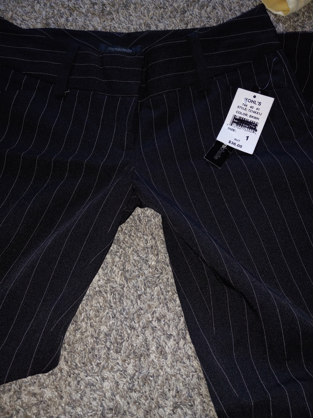 My Michelle Black Pinstripe Trousers